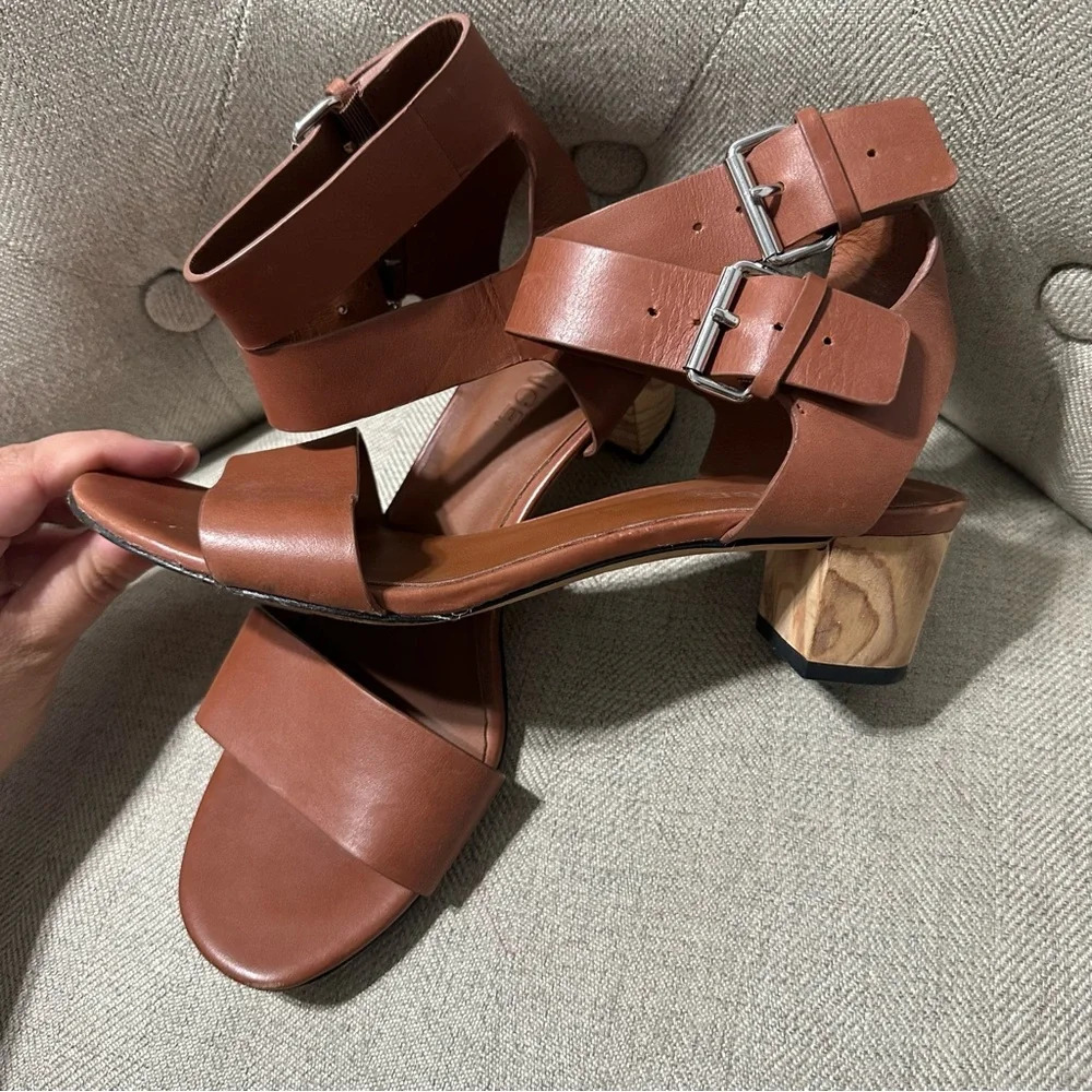 VINCE Brown Strap Kitten Heels Size 6.5 - Picture 3 of 4